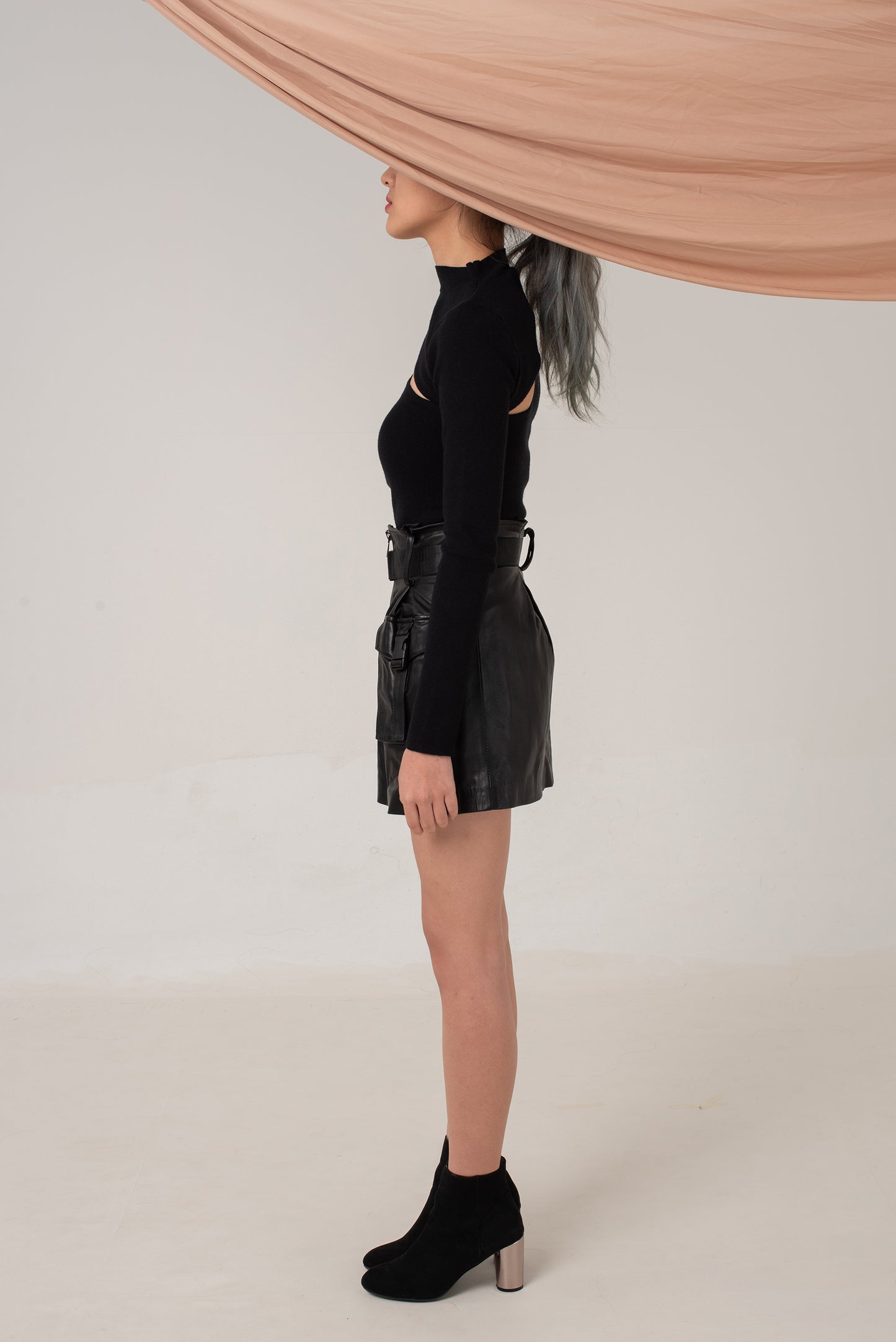 Darya Leather Utility Skirt
