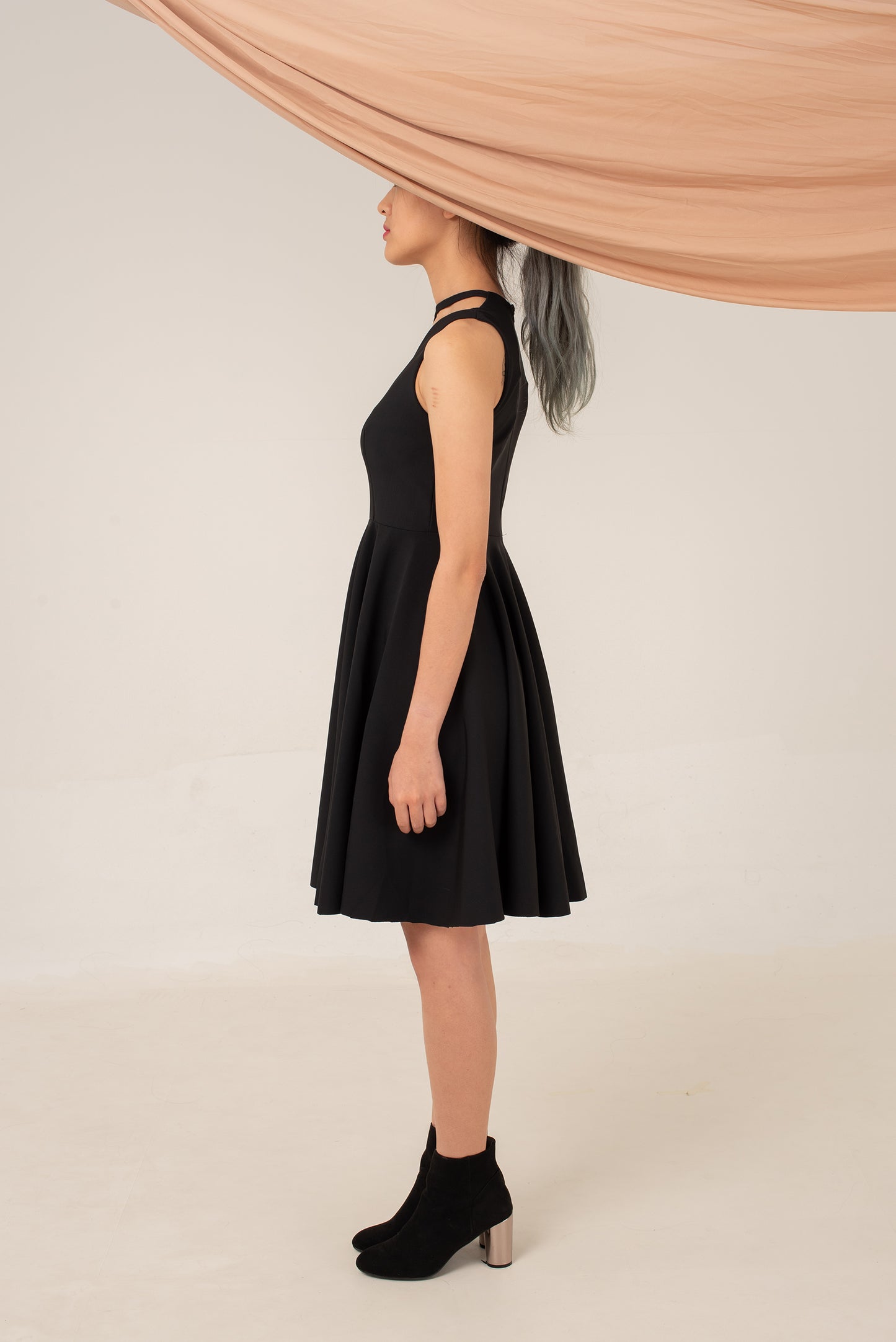 Zella Skater Dress with Cut-out Neckline